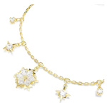 Magic bracelet Mixed cuts, Snowflake, White, 18K gold finish